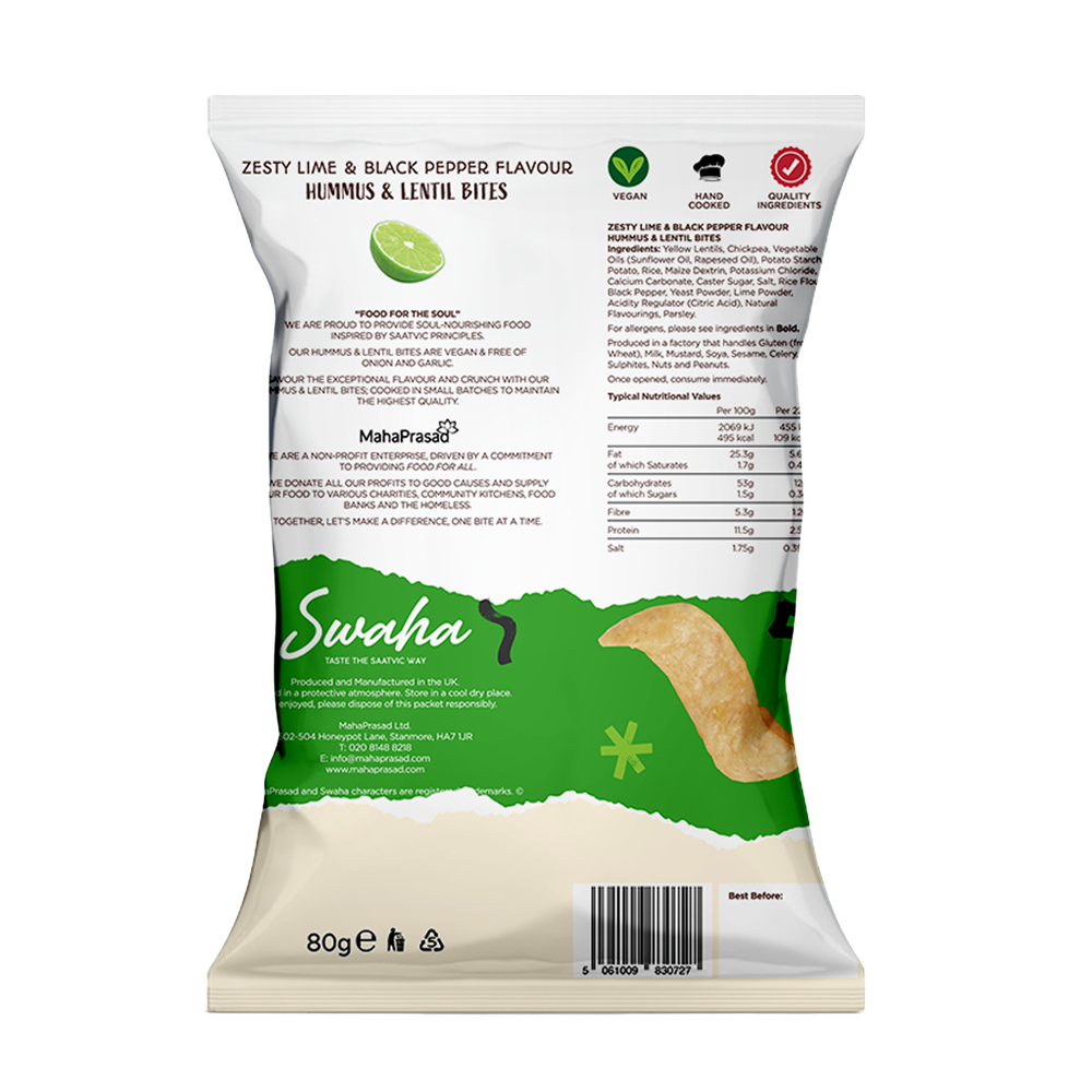 6 x Zesty Lime & Black Pepper Hummus & Lentil Bites 80g